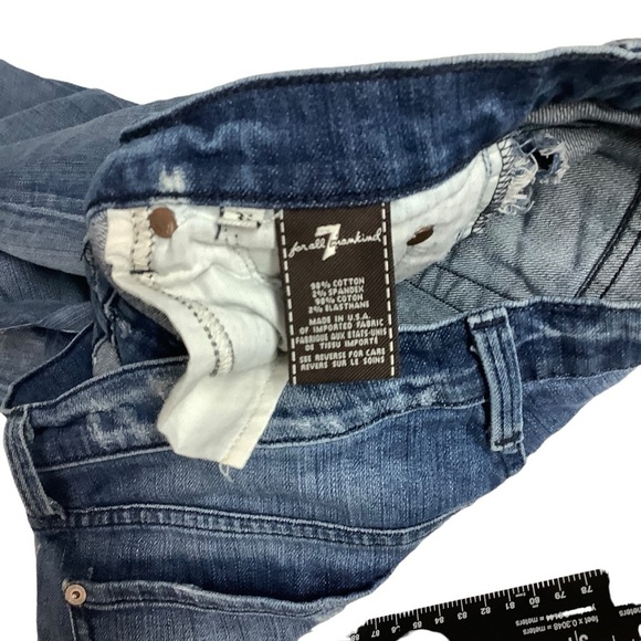 7 For All Mankind 7FAM Crop Straight Leg Jean Size 31 Flaw Distressed Cuffed - Picture 10 of 12